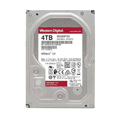 Image of Western Digital 4TB WD Red Pro NAS Internal Hard Drive HDD - 7200 RPM, SATA 6 Gb /s, CMR, 256 MB Cache, 3.5 inch - WD4003FFBX