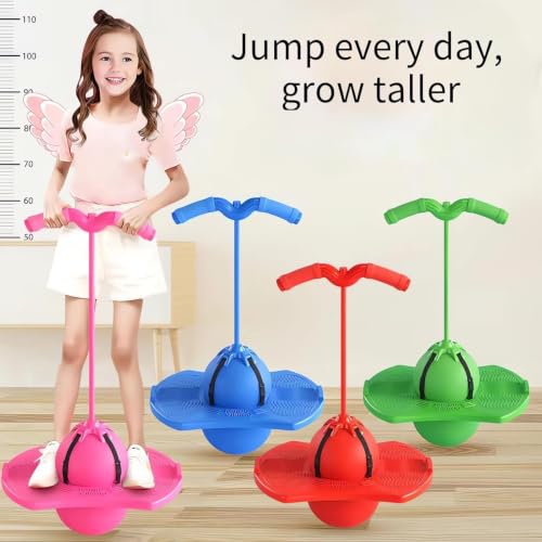 Image of Children's Fitness Bouncing Ball with Handle, Inflatable Hopper for Kids & Adults, Elastic Jumping Ball for Indoor & Outdoor Play, Balance Coordination Exercise Toy (Multicolor)