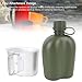 Alomejor Dependable 1L PE Canteen Set, Water Bottle with Foldable Handle for Camping Hiking Backpacking (Green)