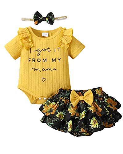 Image of Mioglrie Newborn Infant Baby Girl Clothes Romper Shorts Set Floral Summer Outfits Cute Baby Clothes Girl