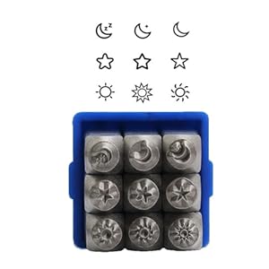 9 Pieces Metal Stamping Tool Set 1/8″ (3mm), Steel Sun and Star Set Leather Stamp for Jewelry Making Craft Stamp Punch