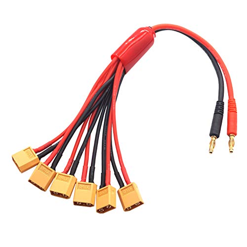 Adaptador XT60 paralelo a 6 conectores banana de 4.0mm con terminales de alta conductividad
