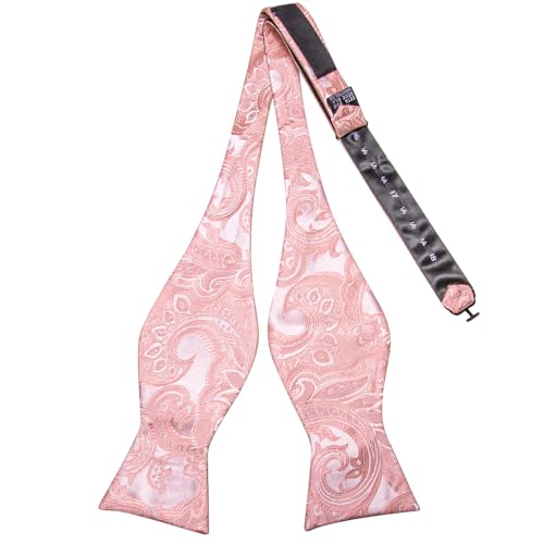 Image of Dubulle Self Tie Bow Ties and Lapel Pin for Men Paisley Solid Mens Bowtie and Handkerchief Cufflinks Set Wedding