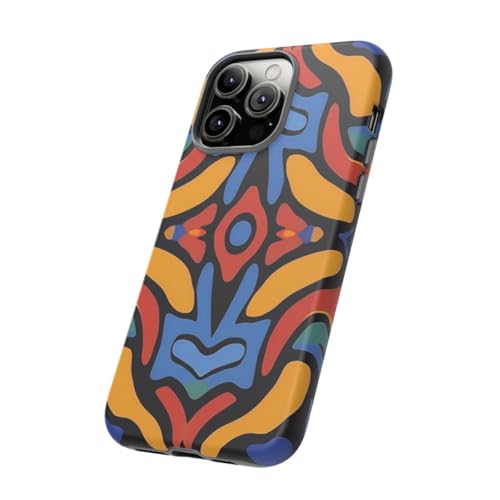 Coque iPhone 14 Pro Max jaune motif abstrait coloré rigide mate - 2