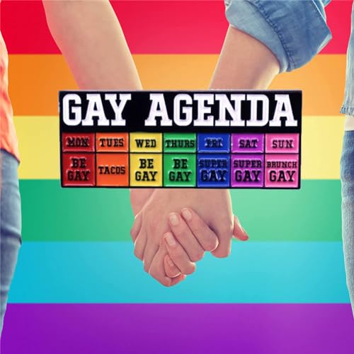 Image of Rainbow Enamel Pin Cartoon Agenda Brooch GAY AGENDA Badge GAY LGBTQ Pride Lapel Pin Shirt Bag Collar Decoration Jewelry Gift For Friends, Green