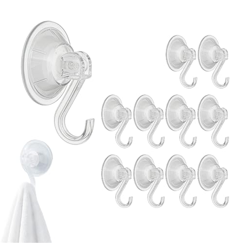 Zlokdraxy Lot de 10 crochets à ventouse, capacité de charge de 5 kg, sans perçage, idéal pour salle de bain, cuisine et fenêtre