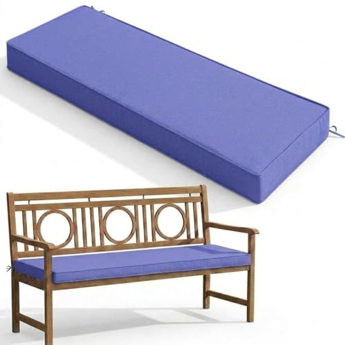 Bench Seat Cushion for Outdoor Furniture 60x12 Inch,Waterproof & Fade-Resistant Patio Bench Seat Pad with Ties Non-Slip, Replacement Long Cushion for Park Porch Swing Garden Loveseat,Blue Purple