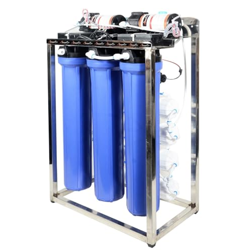 Image of PurePlus 50 LPH Commercial RO + UV Protection Water Purifier Plant with TDS Adjuste Blue Stainless steel Body Full Automatic