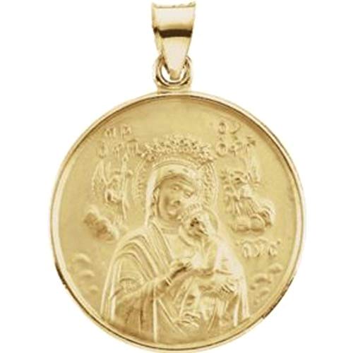 18k Yellow Gold 13 mm Our Lady of Perpetual Help Medal
