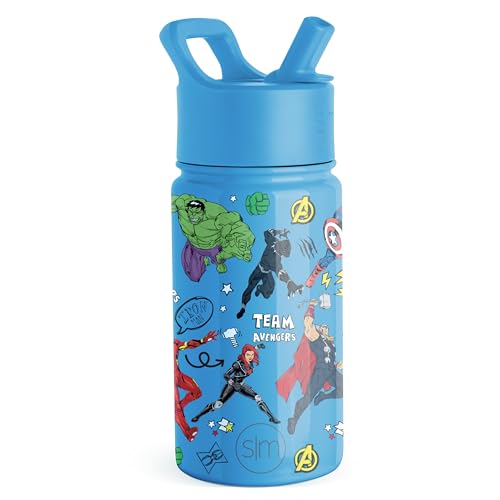 Loncheras Y Termos, Watch Simple Modern Marvel Avengers Kids Water Bottle with Straw Lid | Insulated Stainless Steel Reusable Tumbler Gifts for School, Toddlers, Boys | Summit Collection...