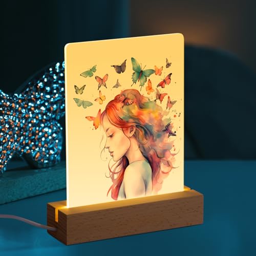 PYD Life 4 Pack Sublimation LED Acrylic Photo Frames Night Lights Blanks 5" x 7" with Warm Color Light,with Wood Stand for Heat Press Machine Printing by PYD Life - Used condition - US$33.31