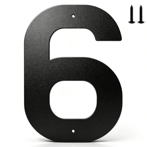 useNumber 4''5''6''7''8'' House Numbers for Outside, Black Metal Address Numbers and Letters for Out Door Signs, Garden/Office/Home/Store Signage (6)