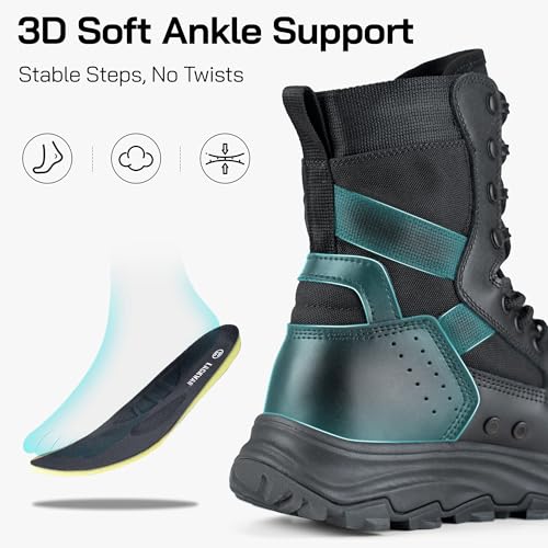 Image of Women's 8 Inch Hiking Tactical Combat Boot Waterproof Military Work Boots Lightweight Military Boots Non Slip Ankle Support Outdoor Boots for Women
