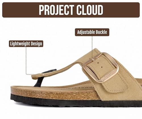 Image of Project Cloud Womens Sandals 100% Genuine Leather Thong Sandals for Women - Memory Foam Insole Women Sandals - Non-Slip Flip Flops for Women - Lightweight Sandals Women Footwear 2026