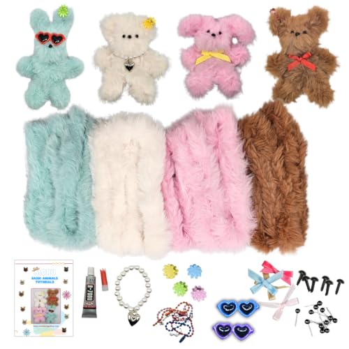 Moru Fur Pipe Cleaner Craft Kit #3, Super Soft, Thick, Long Mink for DIY Art & Craft. with Decorative Accessories (Eyes/Nose/Ribbons),Tutorial