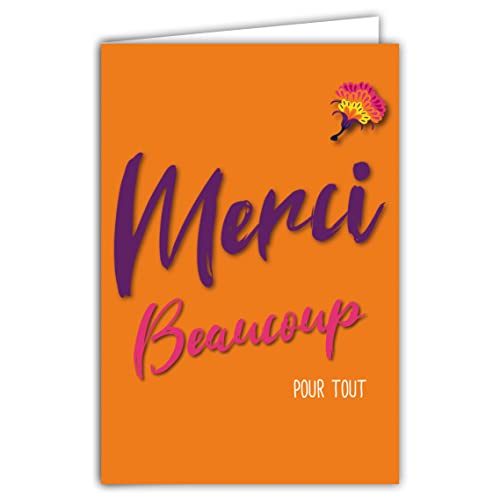 69-8058 Carte Mille MERCIS Remerciements Fleuris Illustration avec Enveloppe Format 12x17,5cm Papier 300gr issu de forêts gérées durablement Brillant...