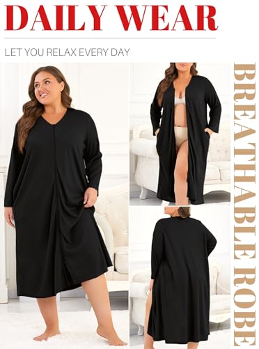 Hellomamma Womens Zipper Waffle Robes: Plus Size Long Sleeve Robe Lightweight Bath Loungewear for Maternity Postpartum3