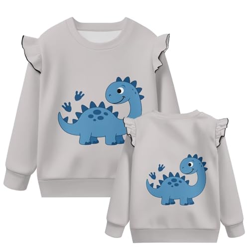 Girls Ruffle Long Sleeve Sweatshirt 1-8 Relaxed Crewneck Sweatshirts Versatile Tops Drop Shoulder Sweatshirts2