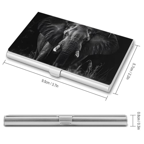 African Elephant Black And White Business Card Holder Alloy Multi Wallet Credit Card ID Pocket Name Case2