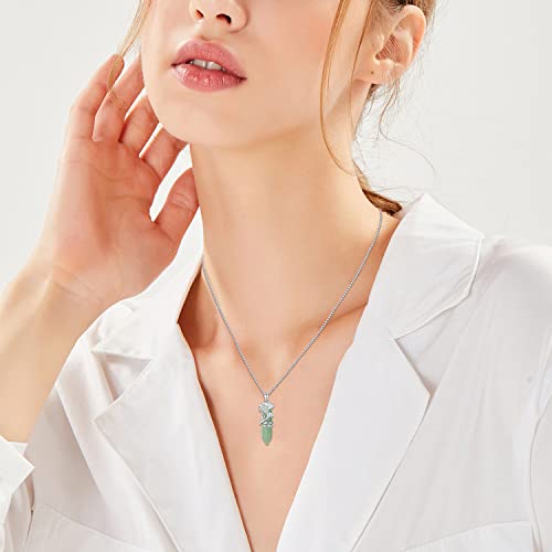 Graduation Gifts Birth Flower Necklace 925 Sterling Silver Birth Month Floral Pendant Necklace with Healing Crystal Flower Jewelry Gifts for Mother Girlfriend3