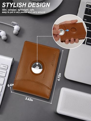 AirTag Wallet for Men - RFID Blocking, 2 ID Window, 12 Card Holders, 2 Bill Dividers, Top Grain Leather Bifold Wallet with AirTag Holder - Stylish Gift Box2