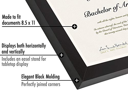 Americanflat 8.5x11 Diploma Frame with Shatter-Resistant Glass - Document Frames with Engineered Wood - Legacy Collection - Certificate Frame for Tabletop and Wall Display - Black by Americanflat - Image 3