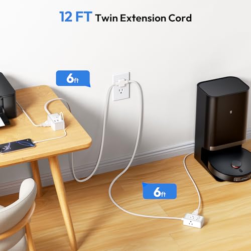 Image of NTONPOWER Double Extension Cable, 3 Metres, Double Extension Cable with 1.8m Extension Cable on Each Side, 3 Wide Outputs, Extension Cable for Home, Office