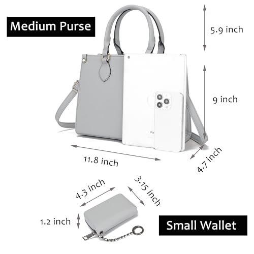 Bolsos medianos para mujer Qiyuer, de cuero vegano, estilo satchel y tote, con billetera a juego (2 piezas) miniatura 3