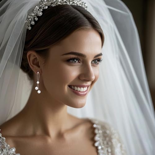 SLUYNZ Sterling Silver Pearls Dangle Earrings for Women Teens Wedding Pearls Dangle Earrings Long Tassel2