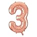 Produktbild Riesenzahl 3 Luftballon - 86 cm - Roségold