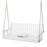 VINGLI Heavy Duty 880 LBS Wooden Patio Porch Swing with Cup Holder, 5 FT Well-Finished Outdoor Swing...