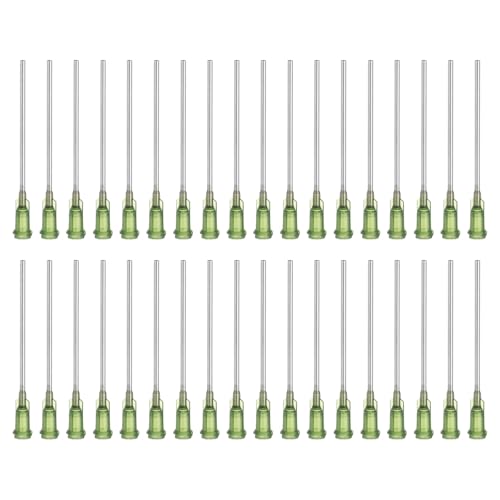 PATIKIL 14Ga Dispensing Needles, 36PCS 2 Inch Industrial Blunt Tip Dispensing Needle Syringes with Luer Lock Needle 2inch Long for Refilling Liquid Inks Adhesive Glue Oil, Dark Green