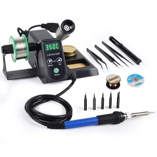 ?Larlarsa DS936 Soldering Station - Digital Soldering Station Kit, 60W Soldering Iron (356°F-896°F) with 5 Extra Lead free Tips, Lead-Free Solder Wire, Sleep Mode, ESD Safe, Auto Calibration
