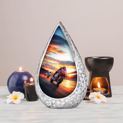 Image of Motorcycle Urn for Ashes - Memorial Sunset Biker Urns for Ashes - Cremation Urn for Human Adult Female & Male - Funeral Little Burial Urns for Cremains 3 Inch
