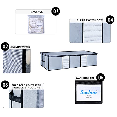 Large Under Bed Storage Organizer Containers [2 Pack] Clothes Organizers Bags With Reinforced Handle And Zipper, Underbed Storage For Clothing, Blankets, Comforters, Shoes, Gray #TOP3