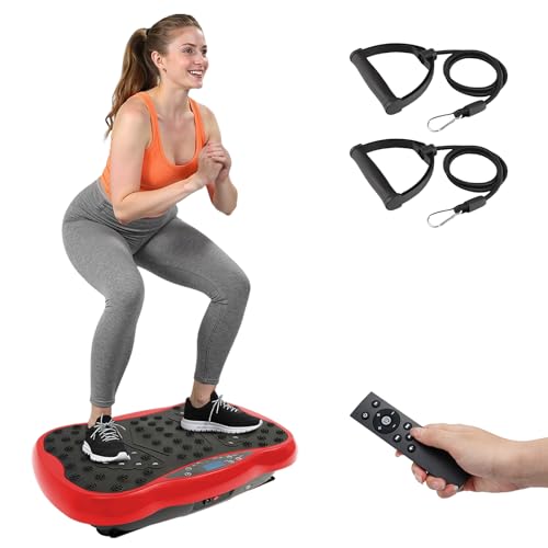 Image of Vibration Plate Exercise Machine for Lymphatic Drainage, 10 Preset Modes & 200-Level Vibrating Platform for Whole Body Fitness, Bluetooth Audio, Home Gym Shake Plate with Resistance Bands