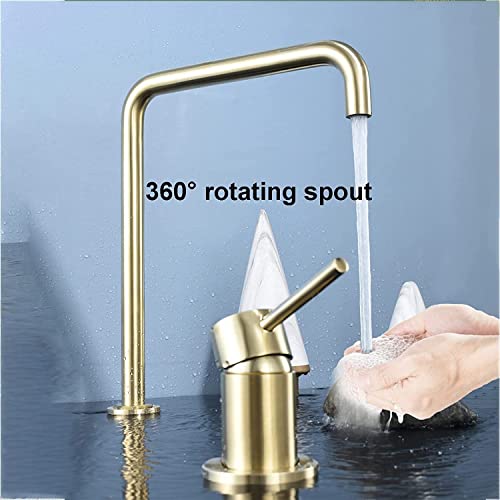 Robinet d'évier pivotant à 360 mitigeur de lavabo à 2 trous et robinet de vanité