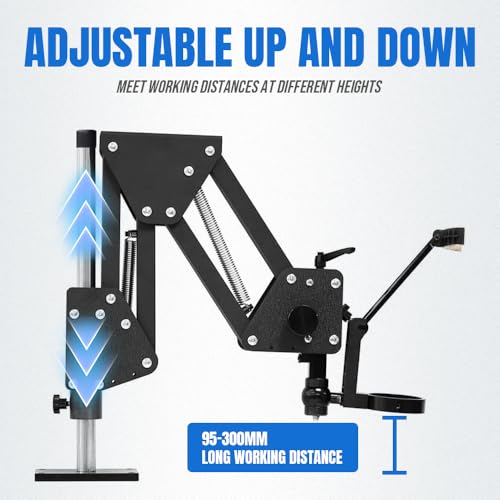 Lakimi Adjustable Spring Arm Stand for Binocular Stereo Microscope MS01A, Heavy-Duty Metal Base with Precision Positioning