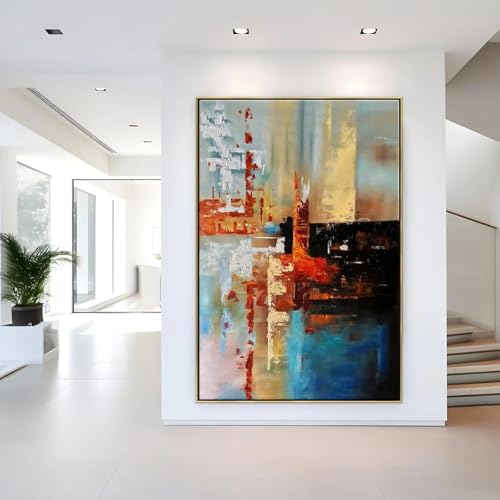 Tableau abstrait encadré AEFOUU 80x130cm grand format salon