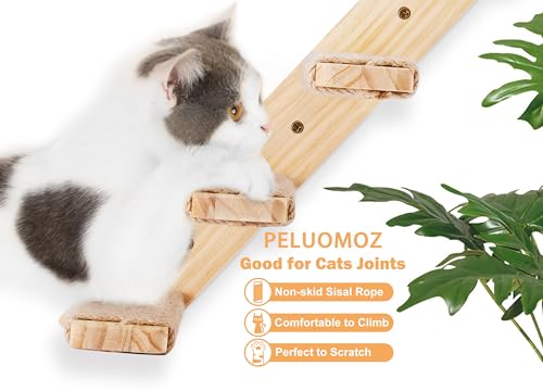 2er-Pack Katzentreppe 4 Stufen, Katzentreppe Wand, Kletterwand für Katzen, Katzenleiter mit Juteseil, Wandmontage Katzenmöbel DIY Kletterwand Katzen Umkehrbare Links und Rechtsausrichtung