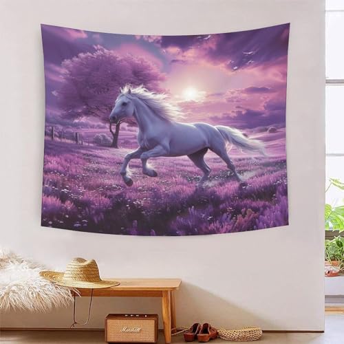 Tapisserie murale effet 3D le cheval MBAHEUURR en tissu de décoration 180x230cm