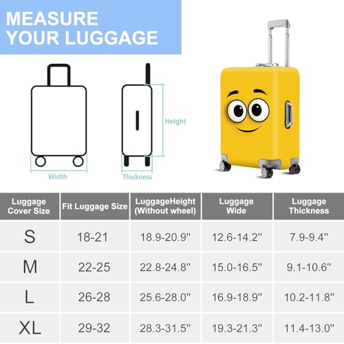 ANNA QUEEN Cute Emoticons Yellow Luggage Cover Washable Suitcase Protector Suitcase Cover Anti-Scratch,Stretchable Fit for 18-32Inch Luggage,Travel Bag Cover L(fits 26-28Inch suitcase)