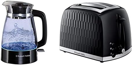 Russell Hobbs 26080 Hourglass Cordless Electric Glass Kettle - Artisan Inspired Design, 1.7 Litre, 3000 Watt