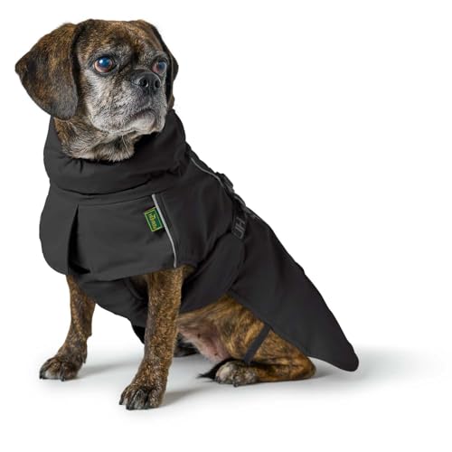 HUNTER Hundemantel NORDBY Mops & Co., Farbe: schwarz, wasserabweisend, warm gefüttert, reflektierend, ideal für kompakte Hunde, schützt vor Kälte & Nässe, maschinenwaschbar, Größe: 40