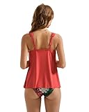 9 Best Swimsuits That Cover Back Fat – Look Slim, Feel Confident, and Stay Supported! 2 SUUKSESS Women Ruffle High Waisted Tankini Swimsuits Slimming Tummy Control Bathing Suits 2 Piece (Coral Pink Leaf, L)