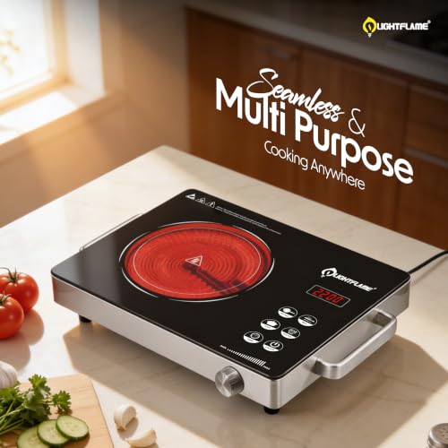 Image of Premium Fusion Glow 2200 Watt Touch Panel Infrared Induction Cooktop with Preset Cooking Functions | Use with All Utensils | 1 Year Warranty | Radiant | Stainless Steel