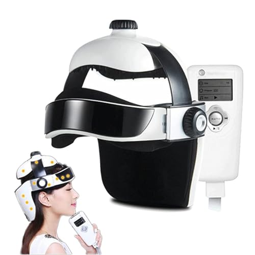 Casco Masajeador de Cabeza Eléctrico Para Migrañas y Masaje de Cabeza, Masajeador de Cuero Cabelludo con Música, Masaje Puntual, Calor, Vibración, Presión de Aire