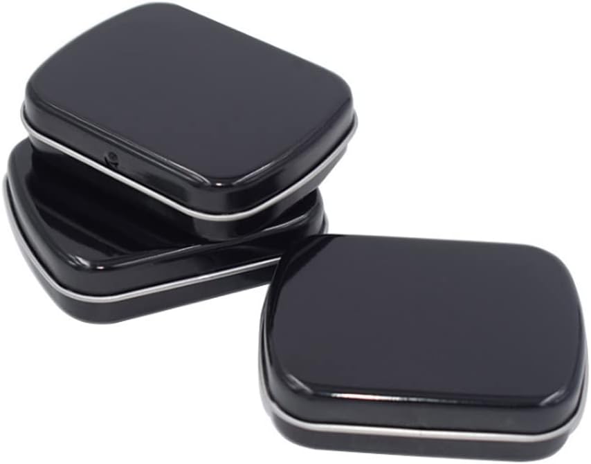 AKOAK 3 Pcs 2.4 x 1.7 x 0.6 Inches Rectangular Empty Hinged Tins Box Containers for First Aid Kit,Survival Kits,Storage,Herbs,Pills,Crafts and More (Black) image 4