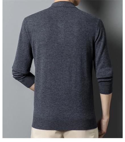 Men Polo Neck Sweater Top Vintage Buttons Long Sleeves Knitted Pullover for Casual Or Dressy Wear2
