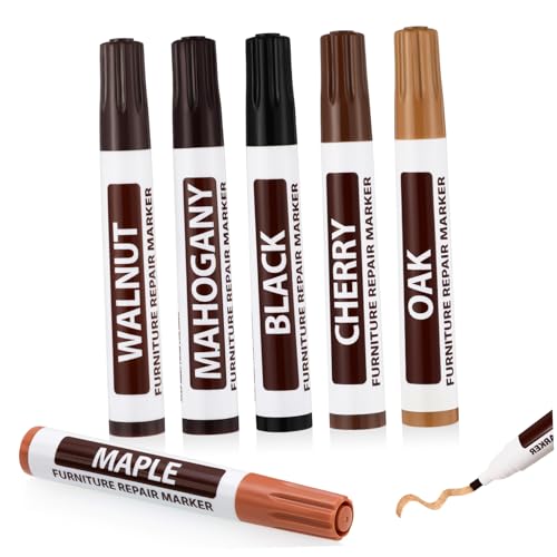 Gogogmee Furniture Touch up Pens Set 6 Pcs Scratch Markers for Wooden Furniture Hide Worn Edges Fade Resistant